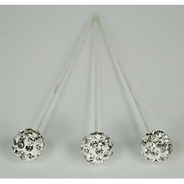 NST 15 Bouquet Pins Corsage Wedding Round Ball Design Crystal Rhinestone Diamond