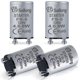 Saillong 4 Pack Upgraded Aluminum Housing Fluorescent Starter with 4-40W Preheat Lamps, CE Certified Fluorescent Tube Neon Starter Use in 110-130V (Compatible with FS-5)
