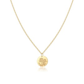 Birth Flower Necklace, Gold Plated Floral Pendant Necklaces for Women, Simple Dainty Birth Month Flower Necklace, Birthday Jewelry for Women - September, Aster Necklace