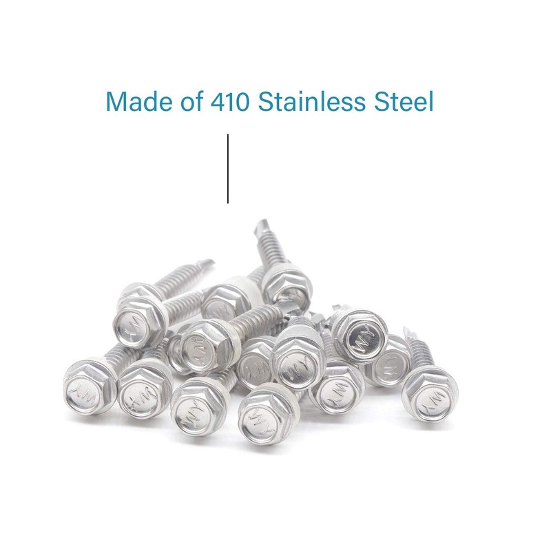 IMScrews 25pcs #14 x 1-1/2" Stainless Hex Washer Head Self