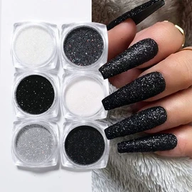 6 frascos de polvo de purpurina para uñas, polvo de azúcar, polvo de azúcar francés, superfino, esmalte de caramelo, iridiscente, diseño de suéter, decoración de manicura, manualidades