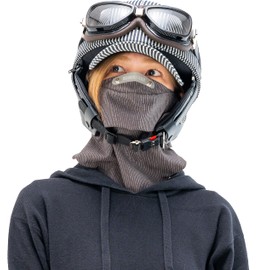 DAMTRACS Motorcycle Sports Face Mask, Duster Mask, Green Stripe, One Size Fits All