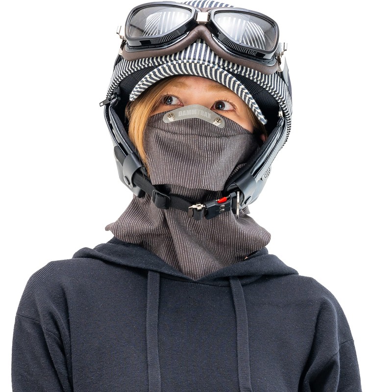 DAMTRACS Motorcycle Sports Face Mask, Duster Mask, Green Stripe, One