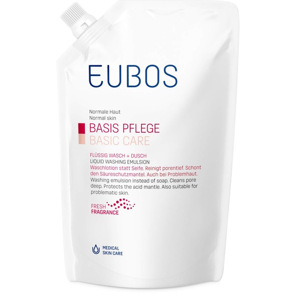 Eubos Refill Bag Wash Emulsion Red 400 ml PH Neutral Mild Washing Raw Materials