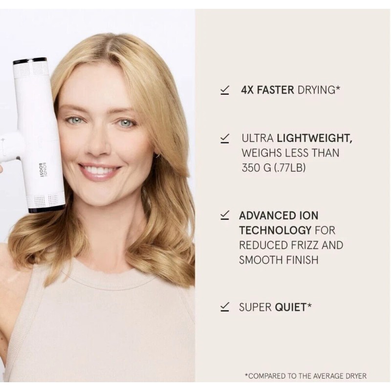 BondiBoost Sonic Dryer: Fast Lightweight Quiet 4 Temp 3 Speeds