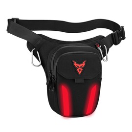 Motorcycle Leg Bag Thigh Belt Hip Bum Waterproof Ride Cycling Biker Waist Bag Fanny Pack Moto Travel Hiking Pocket, Red