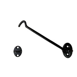 QCAA Heavier Duty Brass Barn Door Hook Latch & Eye, 6", Matte Black, 1 Pack