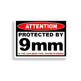 Real Sticky Protected 9 mm bullet Warning Sticker Pistol Gun Safe 9 Car Vehicle Window Decal