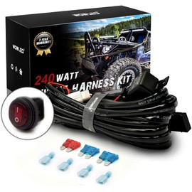 WOWLED LED Light Bar Wiring Harness Relay Kit + Switch 12V Car Wiring Kit for Fog light Spotlight Lamp Off-road light, 4x4 ATV Truck Boat SUV UTV