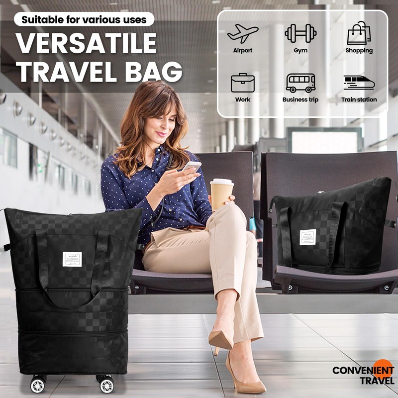 MaxWorks 51004 Foldable Travel Bag with Removable Rolling Wheels Large