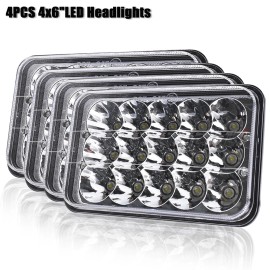 CHUSYYRAY For Kenworth W900 T800 Peterbilt 357 379 378 4pcs 4x6" LED Headlights Hi/Lo