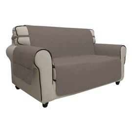 Easy-Going Sofa Slipcover Loveseat Cover Waterproof Couch Cover Washable Sofa Cover for 2 Cushion Couch Non-Slip Fabric Furniture Protector with Pocket for Pets Kids Dog Cat (Loveseat, Taupe)