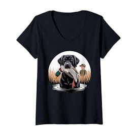 Womens Local Boy Black Lab Marsh Scene Sunset Vintage Country V-Neck T-Shirt