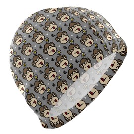 Dallonan Swimming Cap Unisex Adult Swim Cap Monkey Cartoon Polyester