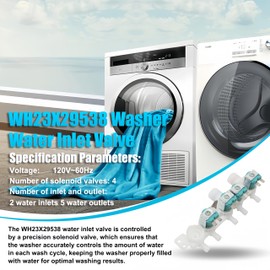 WH23X29538 Washer Water Inlet Valve for GE Washer Water Inlet Valve Parts Replacement, Replaceable Part Models 33090201, 4977241, AP6990115, PS16217225, EAP16217225, 0024000126GB