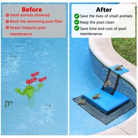 Pool Animal Saving Escape Ramp, Frog Saver for Swimming Pool Critter, Rescue for Frog, Toads, Lizards, Ducks, Snakes, Squirrel, Chipmunk, Mice, Reduces Pool Maintenance Accessories, (2 PCS Blue)