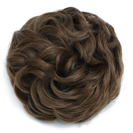Rose bud Messy Bun Hair Pieces For Women Dark Coyote Brown Hair Bun Extension Updo Curly Messy Bun Scrunchie Jet Black Natural