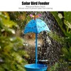 Solar Bird Feeder LED Floor Lamp with Feeding Tray Umbrella