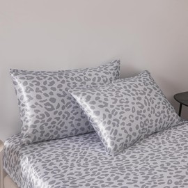 Schueling Design 2 Pack Leopard Print Satin Pillow Covers Super Soft Pillow Case with Envelope Closure for Bed Sofa Couch