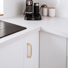 HARPOON 10 Pack Cabinet Handles Arch Cupboard Drawer Pulls for Kitchen, Closet, Wardrobe 3.75 Inch Champagne Gold