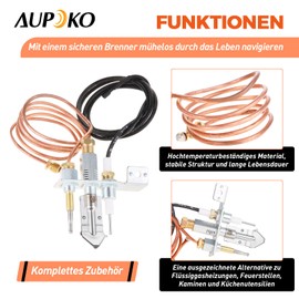 Aupoko Natural Gas M9 x 1 Thermocouple and Ignition 900 mm Pilot Burner Kit for Fireplace/Thermocouple Gas Water Heater Parts