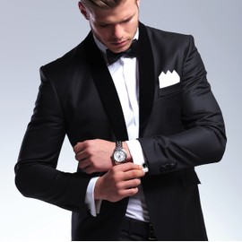 Colibri Hampton Cufflinks For Men - Designer Cufflinks with Black Onyx Stone Inlay - Pivoting Whale Back Closure - Polished Stainless Steel - Gift Box