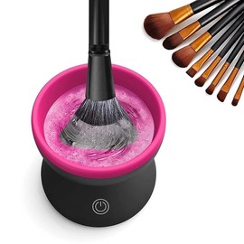 AIQIBAO Portable Electric Makeup Brush Cleaner Machine，USB Cosmetic Brush Cleaner Tools Automatic Brush Silicone Brush Spinner Wash and Dry Deep Cleaning Machine (C)