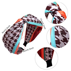 3 Pieces Wide Headband with French Bow Knot Hair Band Fabric Non-Slip Headwear Elastic Twist Hair Accessories Alice Hair Bands for Women (14EPlaid)