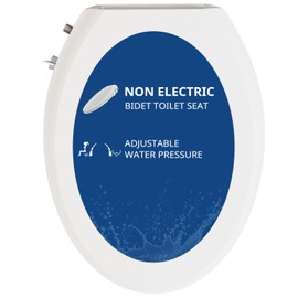 Non-Electric Toilet Bidet Seat, Elongated Seats with Adjustable Water and Dual Nozzle System for Bathroom, Easy Installation, White Bidets Attachment