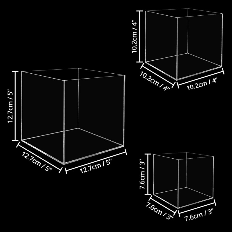 Belle Vous Clear Acrylic Display Case (Pack of 3) Acrylic