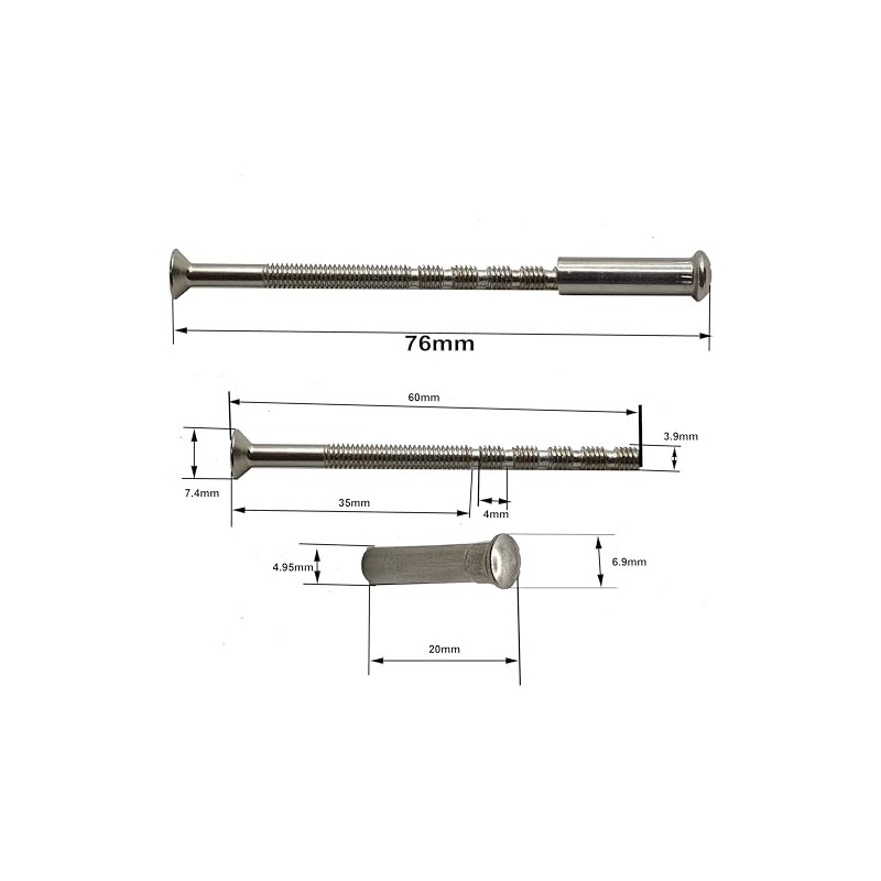 M4 x 60mm Chrome Door Handle Screws with Chrome Security