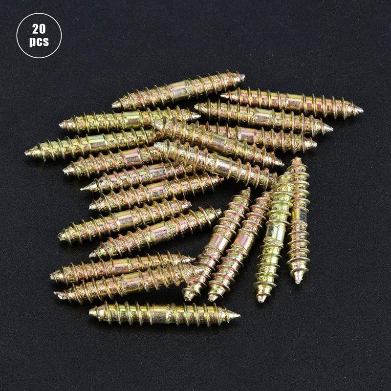 20pcs Double Ended Dowel Screw Self Tapping Threaded Bolts Woodworking