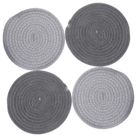 Mikinona 4pcs Cotton Woven Pot Pad Weave Mat Round Hot Pads Heat Resistant Nonslip Kitchen Mats