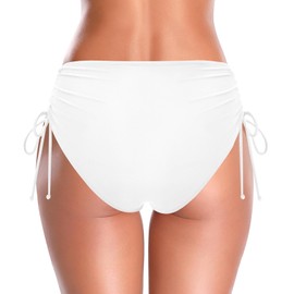 SHEKINI Femenino Ruchado Bikini Bikini Bikini Bottom Lado Nadar Tankinis Cortos (Blanco, M,m)