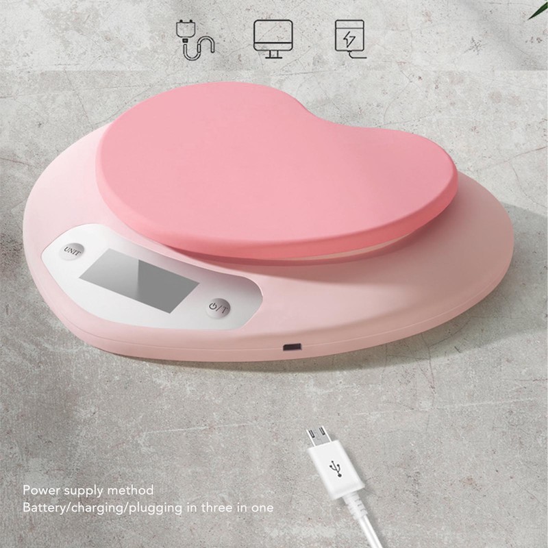 1g Accuracy Digital Kitchen Scale 5kg Household Small Heart Shape