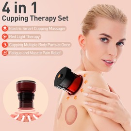 UBALANCE Smart Cupping Therapy Set - Cellulite Massager with 6 Massage Cups, Portable Electric Device for Enhanced Blood Circulation, Reduced Cellulite, and Muscle Soreness Relief（Red）