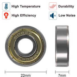 JClorix 608ZZ Ball Bearing Set, 30 Pieces ABEC-7 Stainless Steel Bearings with Metal Shield, 8 x 22 x 7 mm for Skateboard, Longboard, Roller Bearings, Industrial, Heavy Duty & Dustproof (608ZZ)
