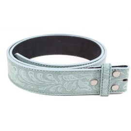BC Belts Leather Belt Strap with Embossed Western Scrollwork 1.5" Wide with Snaps (Teal-M)