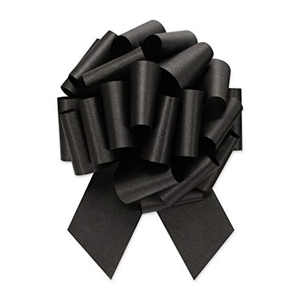 Berwick Offray 2.5'' Wide Ribbon Pull Bow, 8'' Diameter with 20 Loops, Black