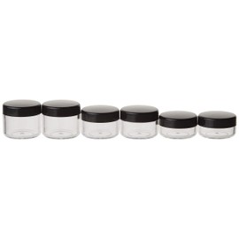 yueton 6Pcs Empty Clear Boday Black Top Lid Plastic Sample Containers 10/15/20Gram Size Cosmetic Containers Pot Jars Eyshadow Container Lot
