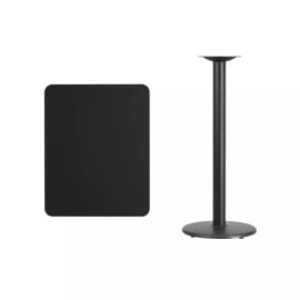 Belnick 24" x 30" Black Laminate Table Top With Base - Bar Height Restaurant Table