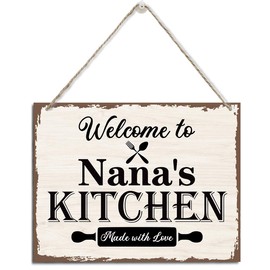 Nana's Kitchen Sign, Love Gift for Nana, Rustic Hanging Wood Plaque Sign, Wall Decor Art, Kitchen Hanging Decor, Mother's Day Gift for Nana, Farmhouse Decor for Home Kitchen, Housewarming Decor