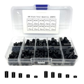 ABS Nylon Round Spacers Set, Nylon Round Spacers for M3/M4 Screws, Electronic Board Fixing, Machinery, Repair, Storage Case Included (200 Pieces)