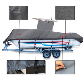 waltyotur 20-22FT 420D Heavy Duty Center Console T-Top Roof Boat Cover Replacement for Center Console Style Boats with T-Top Roofs