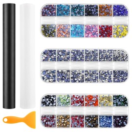 Batiyeer 11.8'' x 2.2 Yard Rhinestone Template Stencil Kit Includes 26 Colors Hotfix Sticky RhinestonesSheet Squeegee Self Adhesive PVC Template for DIY Clothing Bag Shoes Heat Transfer Crafts