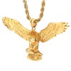 COOLSTEELANDBEYOND Mens Womens Gold Color Flying Eagle Grabbing Snake Pendant