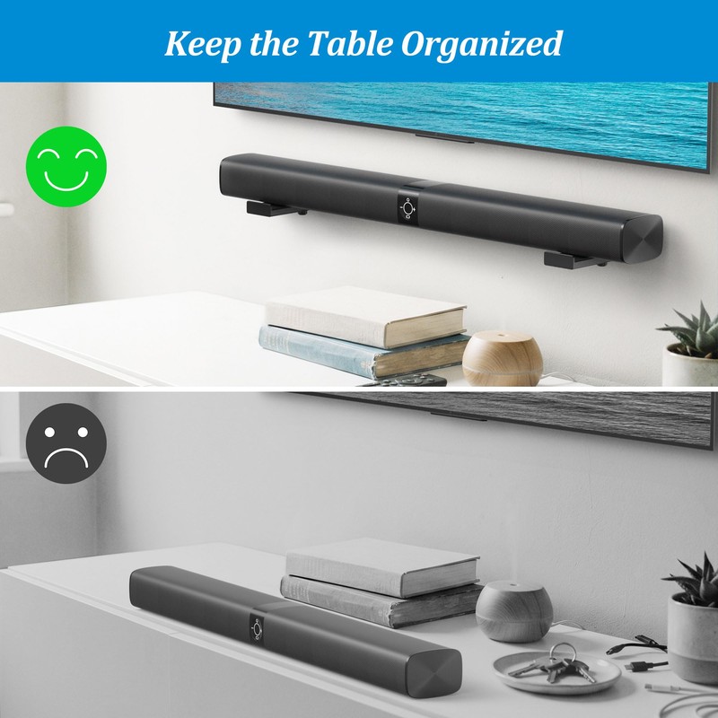 PlusAcc Soundbar Wall Mount, Universal Adjustable Bracket Holder, Black