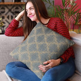 Plutus Brands Blue Plutus Cut Diamond Luxury Throw Pillow 18 in x 18in, Double Sided 18" x 18"