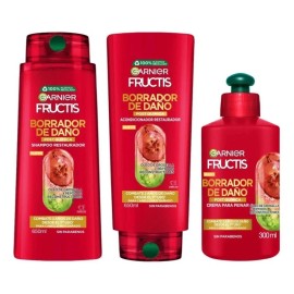 Garnier Kit Rutina Fructis Reparador De Daño  Shampoo, Acondicionador Y Crema Para Peina
