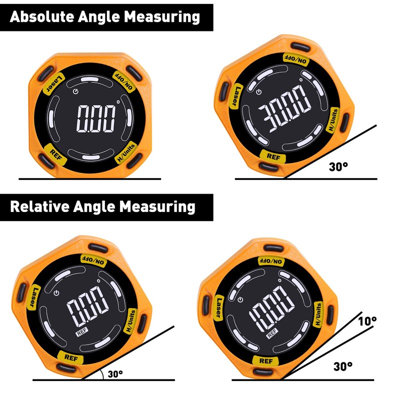 Digital Protractor, 5-Side Protractor, Digital Magnetic with Laser Levelling Tool,